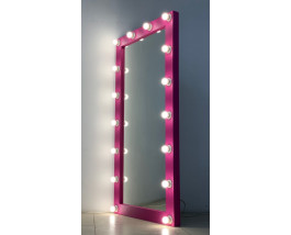 Розовое гримерное зеркало в пол с подсветкой 160х80 см